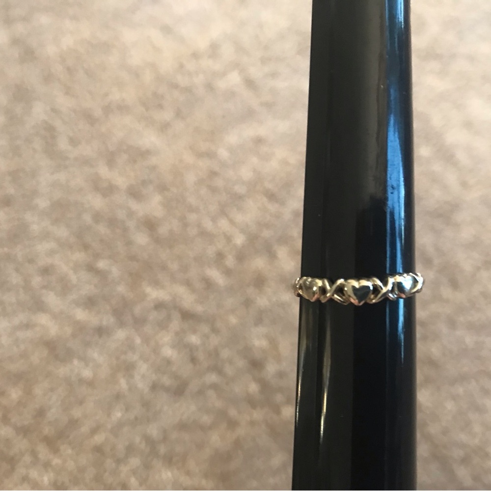 14k White Gold X and Heart Ring- size 8